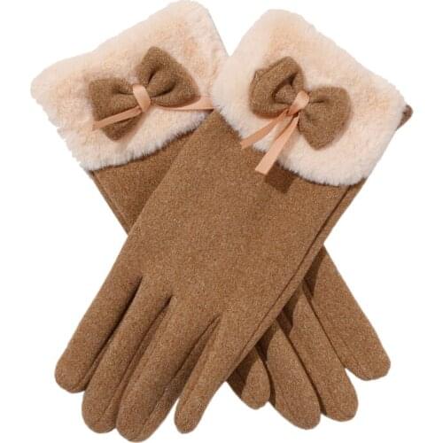 Women Gloves Winter Touch Screen Female Rabbit Plush Warm Full Finger Gloves Lady Winter Outdoor Sport Driving Women Gloves