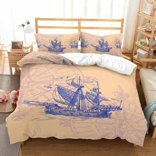 3D Ocean Sailboat Printed Bedding Collection Anchor Duvet Cover Collection Girl Quilt Cover Home Textile Teen 2/3 Pieces