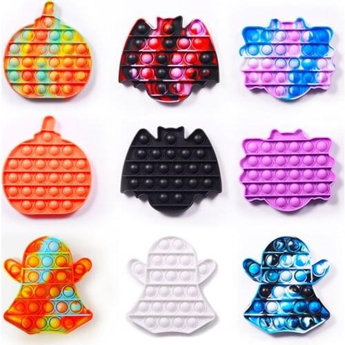 Halloween Ghost Silicone Push Bubble Fingertip Toys Anti-Stress Set Stress Reliever Squeeze Crafts Adults Children Sensory Decom