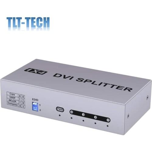 4K2K DVI Splitter 1x4 Dual DVI-D Splitter Support EDID 1080p UHD 3D Display Port 4xdvi-i Splitter dongle for PC