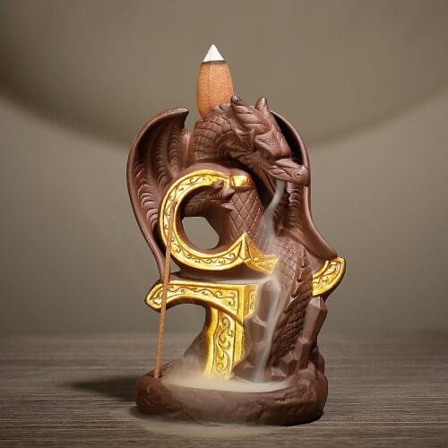 With 10Pcs Incense Cones Dragon Incense Stick Holder ,Dragon Censer Backflow Incense Coens Incense Burner