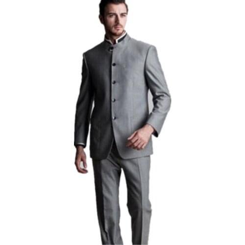 Stand Collar Formal occasions suits Tuxedos Custom Men Suits Latest Designs mens wedding tuxedos suits(jacket+pants)