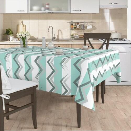 Tablecloth living room kitchen cover colorful white zigzag patterned micro fabric cover with runner pattern Free Shipping