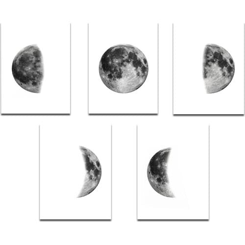 Modern Abstract Art Picture Home Decor Nordic Moon Phases Period From Crescent To Full Canvas Painting Wall Art for Living Room