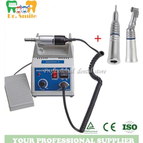 Dental Lab micromotor polish handpiece with contra angle & straight handpiece SEAYANG MARATHON 3 + Electric Motor