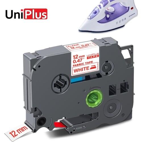 UniPlus Red on White TZe-FA3R TZ-FA3R tze FA3R Fabric Label Maker 12mm Compatible for Brother P-touch Iron on bags 3m Label Tape