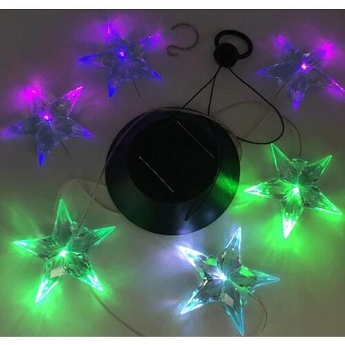 Solar Garden Light Outdoor LED Solar Light Outdoor Waterproof Solar Sea Blue Star Wind Chime Light Glowing In Dark Solar Lamp