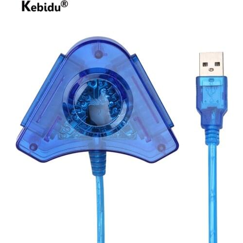Kebidu USB Controller Gamepad Adapter Converter Cable for PlayStation 2 PS1 PS2 Joypad to PC Games Dual Ports + CD Driver