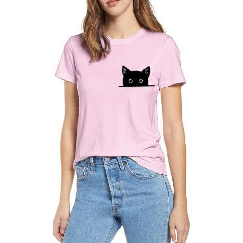 Cat Hiding in Pocket Gift for Cats Lover Funny Summer Women 100% Cotton Novelty T-Shirt EU Size Casual Soft Tee Streetwear Gift
