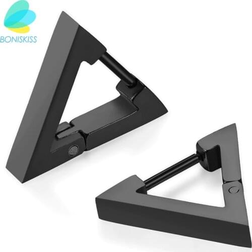 Boniskiss New Fashion 2020 Brand Design New Fashion Men And Women Hoop Earrings Female Jewelry Triangle Stainless Steel Earrings