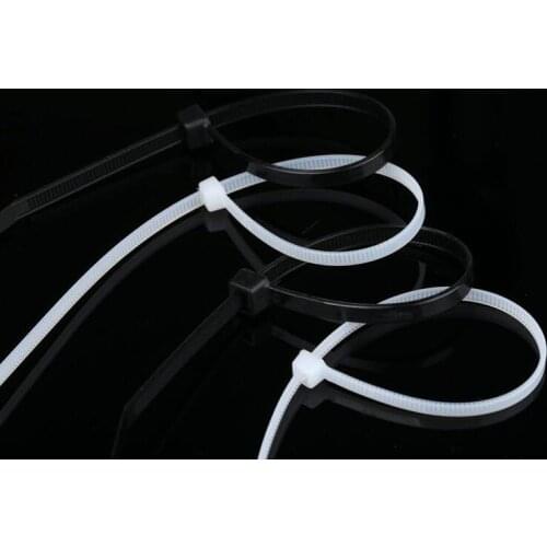 100pcs Nylon Cable Tie 5x250mm White/ Black Color Self-locking Plastic Wire Zip Tie