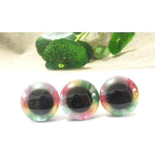 20pcs/lot new 16mm/20mm/25mm colorful 3D glitter clear safety toy eyes +Rainbow color +washer for diy toy -size option --QC