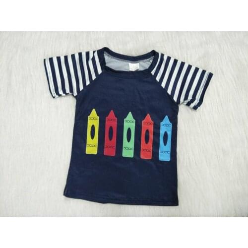 Pencil t shirts for baby boys high quality striped sleeve summer t-shirts childrens clothing back to school shirt