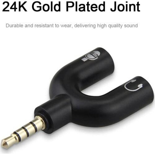 3.5mm U Shape Stereo Splitter Audio Male To Earphone Headset + Microphone Adapter For IPhone Smartphone Mobile Phone PC