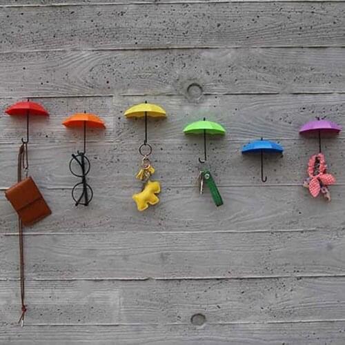 3Pcs Colorful Umbrella Wall Hook Key Hair Pin Holder Organizer Decorative New Worldwide Store