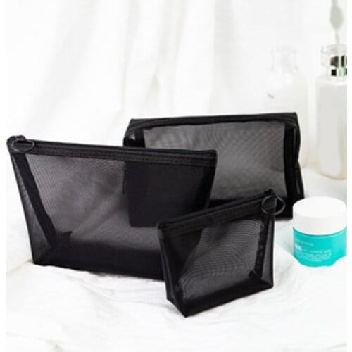 3pcs Mesh Makeup Bags Zipper Pouch See Through Cosmetic Bag For Home Offices Travel -mx8