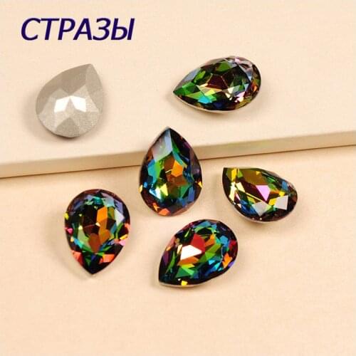 4320 001VM Dorp Shape Cut K9 Glass Rhinestone Strass Crystal Pointback Accessories Rhinestones Sew On Garment Crafts