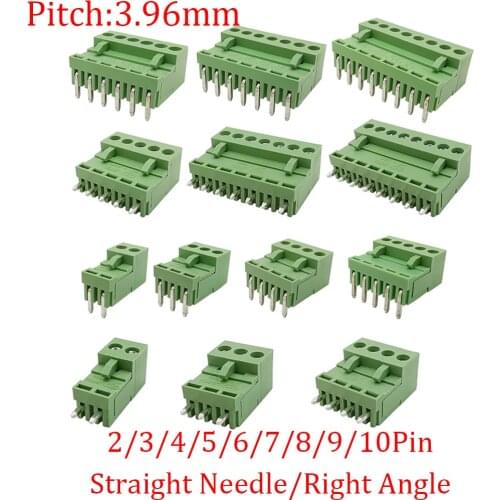 5/10 Pair HT3.96mm 2-10 Pin PCB Screw Terminal Block Connector HT3.96 Pitch 3.96mm Straight Needle/Right Angle PCB Terminal Plug