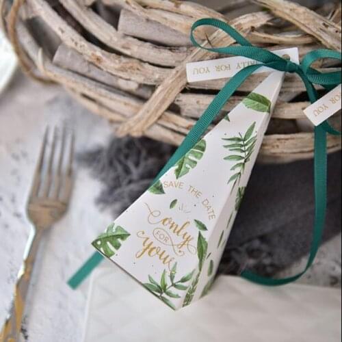 50 x Monstera Deliciosa Leaves Tower Style "Save the date" Wedding Favors Candy Box Bomboniera Chocolate Box Party Gift Box