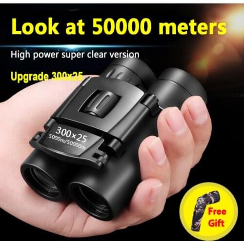 50000M Long Range Binoculars 300x25 HD Portable Mini Telescope Low Light Night Vision for Hunting Camping with Phone Holder Gift