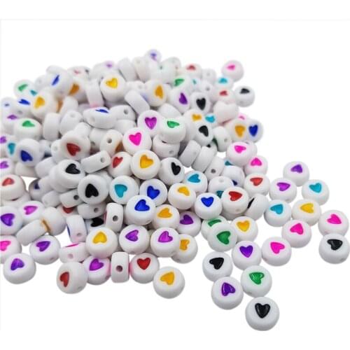 Jewelry Accessories Heart Shape 100PCS Spacer Beads Necklace Bracelet Making 7mm Loose DIY Acrylic bead Fashion Multicolor