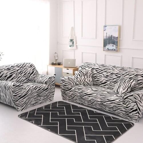 Zebra Stripe Elastic Sofa Cover Stretch Sofa Slipcovers for Living Room Sectional Corner Chair Protector Couch 1/2/3/4 Seater