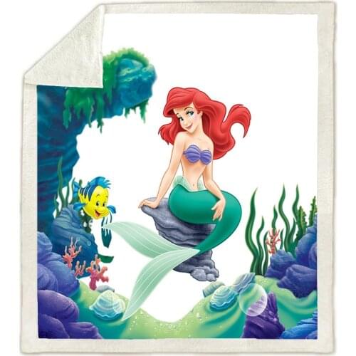 Ariel Mermaid Princess for Girls Children Gift Disney 3D Blanket Throw for Sofa Bed Cover Single Twin Bedding Home Decoration