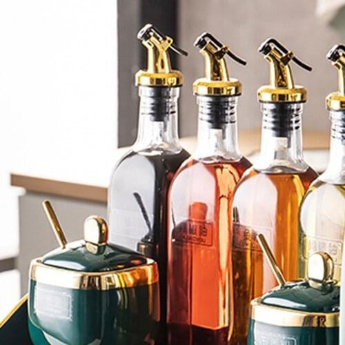 2pcs Electroplating Oil Bottle Stopper Oil Guide Nipple Oiler Seasoning Bottle Mouth Soy Sauce Vinegar Bottle Stopper Kitchen To