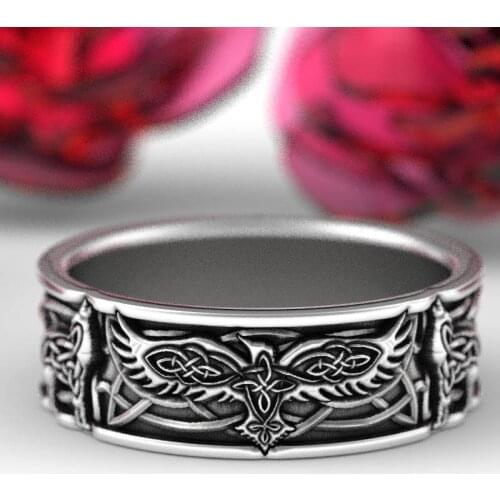 YOUHAOCC Retro Ring Mens Ring Personality Totem Ring Animal Shape Pattern Unisex Ring Alloy Ring Size: 6-12