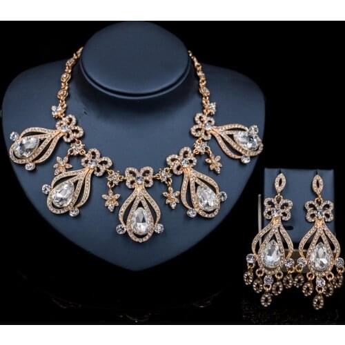 LAN PALACE nigerian wedding african beads for bride necklace and earrings austrian crystal jewelry sets free shipping