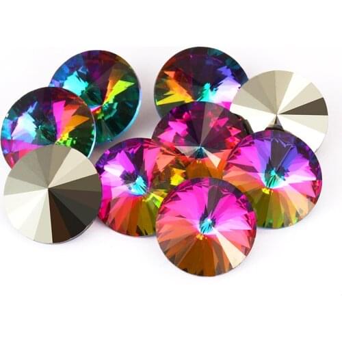 20pcs Round Rivoli Crystals Strass 10mm Rivoli Shiny Blue Rhinestones Pointback Glue On Nails Fancy Stones Jewelry Accessories