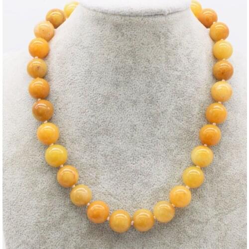 Yellow TOPAZ round 8/10/1214mm necklace 18inch FPPJ wholesale beads nature