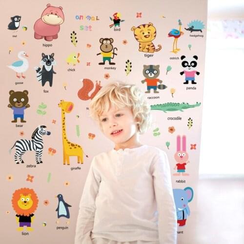 Cartoon animal world free stickers kindergarten bedroom living room background decoration wall stickers for kids rooms
