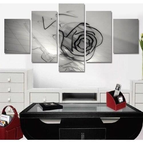 Unframed 5 Piece Black Rose Abstract Oil Painting Home Decor Canvas Art Picture On Wall Art Print Painting On Canvas Artworks