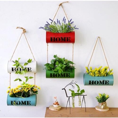 Wall Decoration Green Radish Hanging Flower Basket Wall Hanging Wall Decoration Flower Letter Creative Cylindrical Iron Hanging