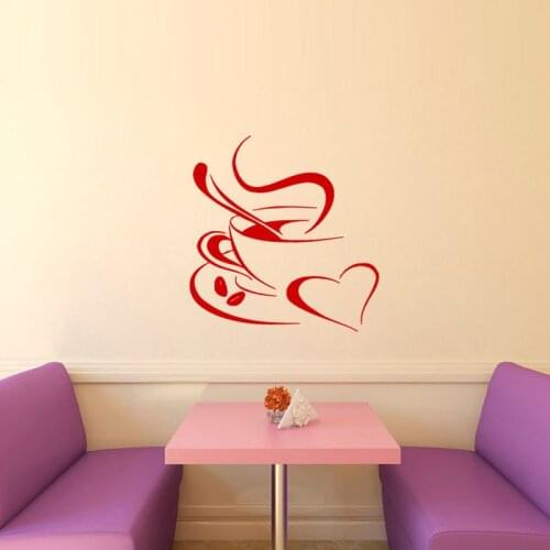 Wall Decals Cup Coffee Aroma with Love Art Kitchen Cafe Home Interior Design Wall Vinyl Decal Sticker Kids Nursery Room Decals