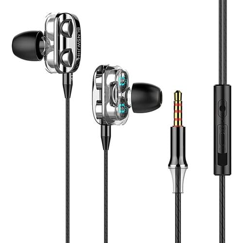 2020 New 3.5mm In Ear Earphones Wired Headset For Computer Dual Drive Stereo Sport Earbuds With Mic for iPhone for Samsung