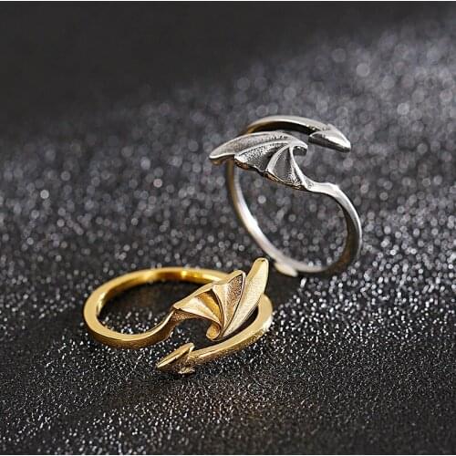 New Arrow Wing Stainless Steel Ring Demon Wing Feather Titanium Steel Couple Hand Decoration