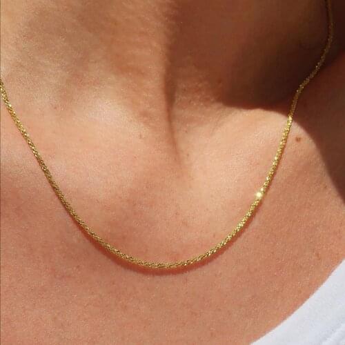 Tarnish Free New Minimalist Laides Girls Must Have Shiny Gypsophila Stainless Steel Gold Plated Chain Necklaces For Women