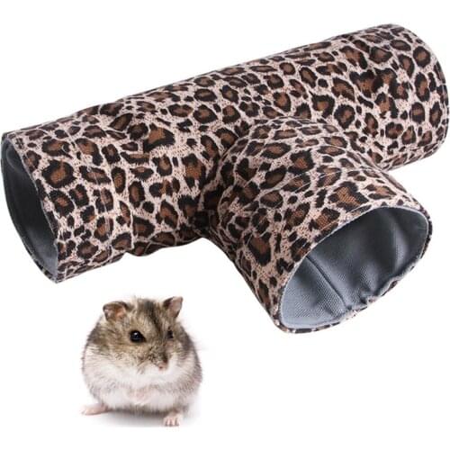 Pet Tunnel Leopard Print Portable Rabbit Play Tunnel Foldable Tunnel Safe Non Toxic Toys for Kitten Bunny Easy Storage