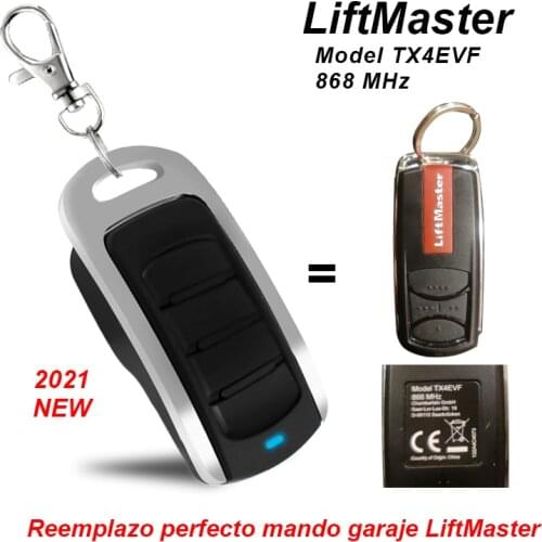 LiftMaster Remote Control Compatible Model TX4EVF 868 MHz Garage Door Opener Chamberlain Transmitter Key Fob