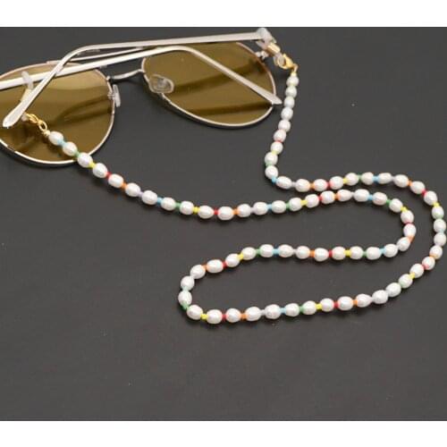 2021 Colorful Bead Mask Chain European and American Ethnic Style Beaded Non-slip Glasses Chain Freshwater Pearl Necklace