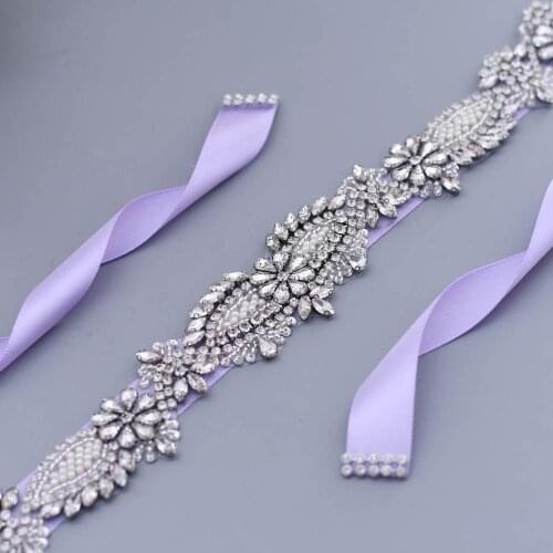 OLOMLB Sash Bridesmaids Rhinestone Crystal DIY Decorative Handmade Bridal Belt Party Girdle Dinner Beaded Applique Wedding Dress