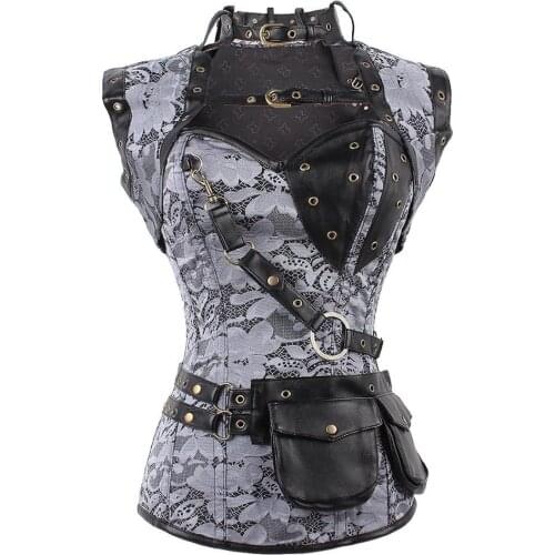 Sexy Lingerie 6XL Faux Leather Punk Corset Steel Boned Gothic Clothing Waist Trainer Steampunk Corselet Cosplay Party Outfits