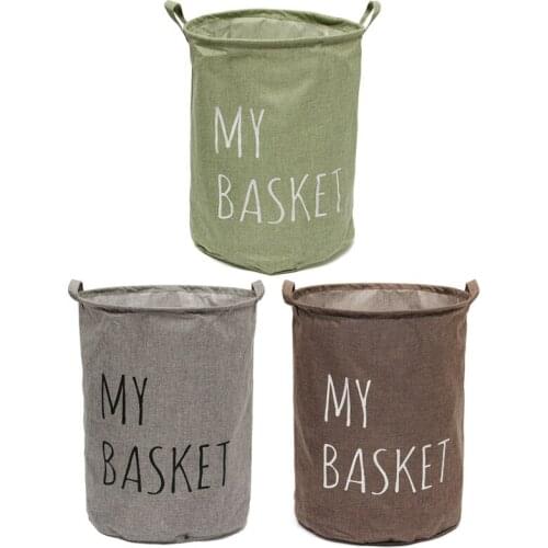 Cotton Linen Fabric Foldable Laundry Washing Hamper Storage Large Capacity Bag Bins Kids Toy Buckets Storage Hamper