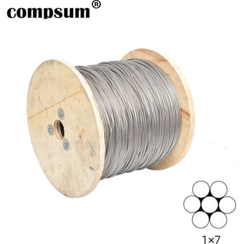 1X7 T304 Stainless Steel Cable wire rope Soft Fishing Lifting Cable 0.3mm/0.4mm/0.5mm/0.6mm/0.8mm