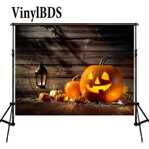VinylBDS Photo Background Lantern Pumpkins Candle Photography Background Children Wooden Floor Wwall Studio Photo Backdrop