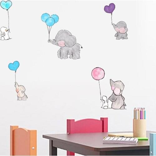 Cartoon Rabbit Elephant Vinly Wall Sticker DIY Animal Kids Room Home Decor Poster Wall Painting for Nursery Mural
