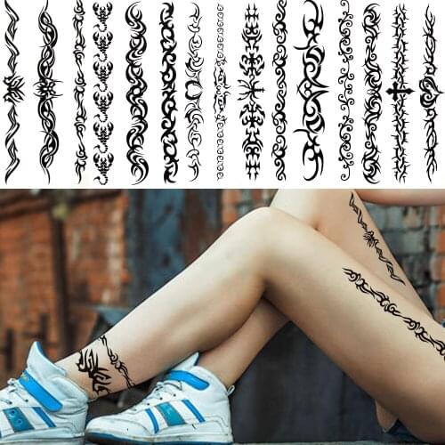 Henna Scorpion Temporary Tattoos For Women Men Adults Black Cross Heart Tattoo Sticker Body Art Fake Waterproof Tatoos Bramble