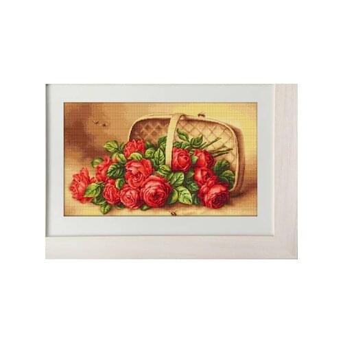 Top Quality Beautiful Lovely Counted Cross Stitch Kit Red Rose Roses Basket Flower Flowers luca-s luca